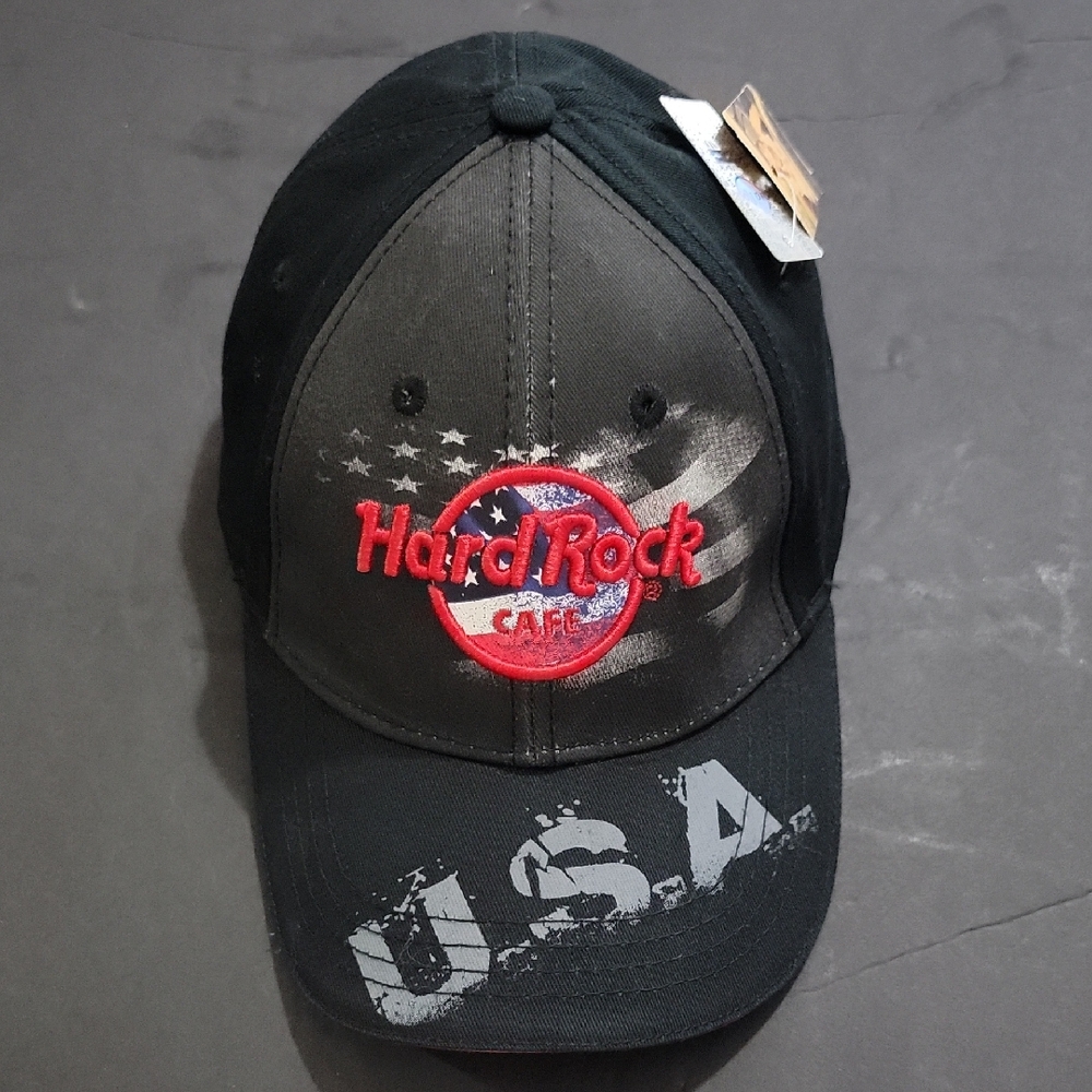 Hard Rock Cafe Black Cap with Red and Gray Accents